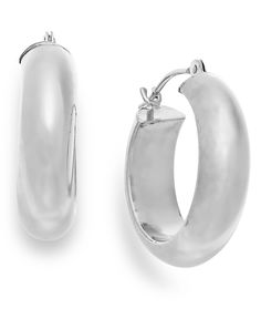 in stock Silver Oval Tarnish Resistant Hoop Earrings, Polished Metal Hoop Huggie Earrings, Shiny Metal Hoop Jewelry, Macy's Small Hoop Earrings For Formal Occasions, Small Hoop Metal Jewelry With Shiny Finish, Hoop Metal Jewelry With Polished Finish, Polished Metal Hoop Jewelry, Macy's Classic Hoop Earrings, Sterling Silver Rounded Jewelry