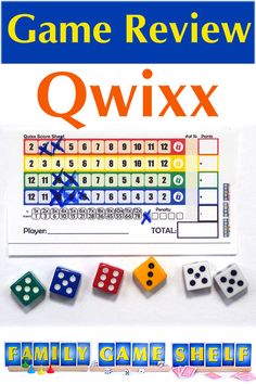 the game review quix is shown with four dices and six numbers on it