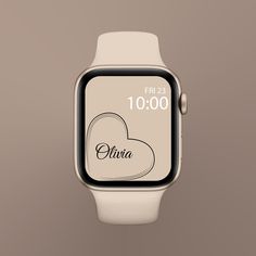 an apple watch with the time displayed on it's face and heart - shaped appliance