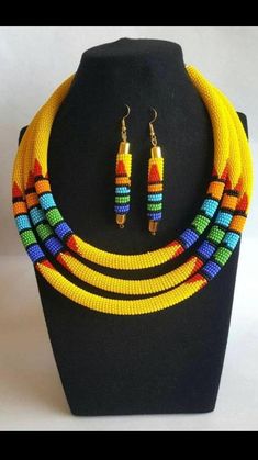 Zulu Necklace, Motifs Perler, African Earrings