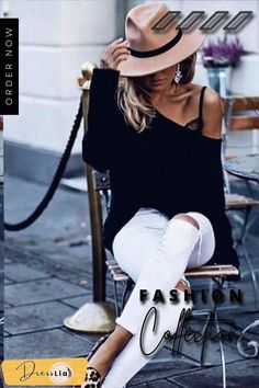 Woolen Fedora Hat Mode Over 50, How To Wear White Jeans, White Jeans Outfit, Mode Casual, Inspired Outfits, Fashion Mode, Looks Style, Mode Inspiration, White Pants