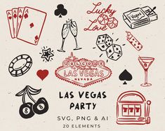 las vegas party flyer with casino symbols