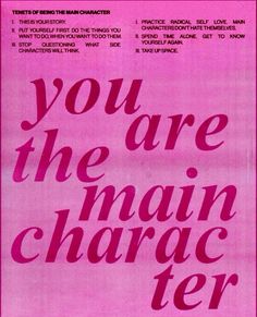 a pink poster with the words you are the main charger on it's side