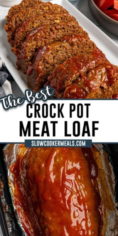 Crock pot meatloaf cut into pieces on a plate. Best Crockpot Meatloaf, Meatloaf Crockpot, Easy Crockpot Meatloaf, Crock Pot Meatloaf, Meatloaf With Oatmeal, Crockpot Meatloaf Recipes, Recipes Meatloaf, Electric Smoker Recipes, Crockpot Meatloaf