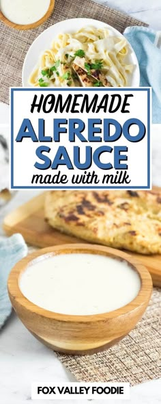 homemade alfredo sauce made with milk in a bowl