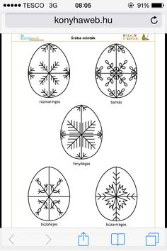 an iphone screen showing four different types of snowflakes