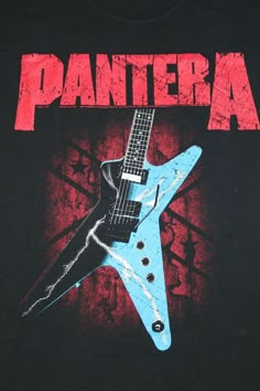 a black t - shirt with an image of a guitar and the words pantera on it