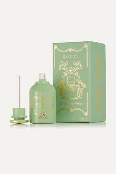 Alessandro Michele says the lacquered glass bottles and pipette-style applicators in Gucci's new luxury collection 'The Alchemist's Garden' are inspired by ""curious pharmacy jars"" like those you might find perched upon a shelf inside a vintage apothecary. Infused with notes of Oud, Benzoin, Leather and Saffron, 'A Nocturnal Whisper' perfume oil is an intense woody fragrance that's been created in partnership with Spanish perfumer Alberto Morilla… Packaging Skincare, Violet Perfume, Lacquered Glass, Gucci Perfume, Gucci Beauty, Beauty Branding, Fragrance Library, Beauty Wishlist, Perfume Bottle Design