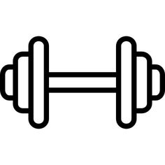 a black and white line drawing of two dumbbells facing each other with one bar in the middle