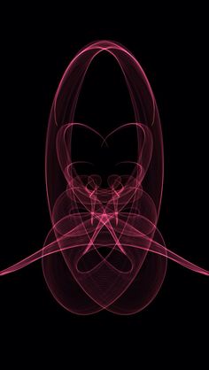 an abstract image with lines and shapes in the shape of a heart on a black background