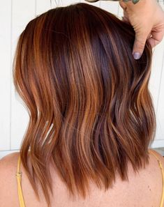 50 New Red Hair Ideas & Red Color Trends for 2020 - Hair Adviser Cinnamon Balayage Short Hair, Copper Balayage Straight Hair, Short Auburn Hair With Highlights, Short Copper Brown Hair, Brunette To Copper Hair, Red Hair With Caramel Highlights, Cosmology School, Warm Copper Balayage Brunette, Copper Hair With Shadow Root