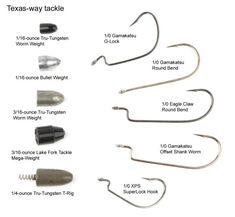 the texas - way tackle is shown with different types of fishing hooks and lures