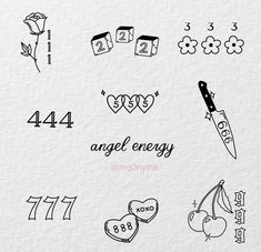 the numbers and symbols are drawn in black ink on white paper, which is also part of an angel energy tattoo