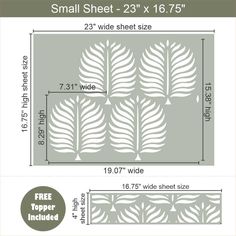 the size and measurements for small sheet - 23 x 16 75 inches, with white leaves on