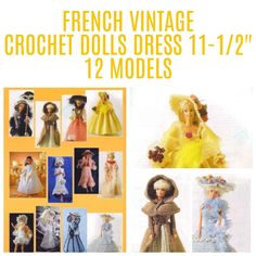 an advertisement for french vintage crochet dolls dress 11 - 12 models