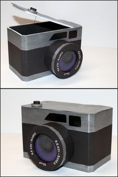 an old camera is made out of cardboard