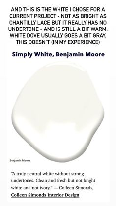 an advertisement for white paint with the caption simply white, berylin more