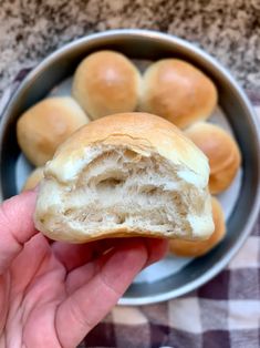 soft sourdough discard rolls in a bowl with text overlay