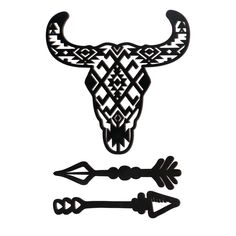 an ox skull and two arrows are shown