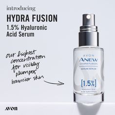 The high concentration of hyaluronic acid in the Anew Hyaluronic Acid  Serum will instantly give you visibly plumper, bouncier skin.  #hyaluronicacid #skincare #avon #hyaluronicacidserum #avonskincare Mom Beauty, Avon Lady, Hyaluronic Serum