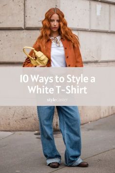 We’ve all got one: old reliable, everyone’s I-have-nothing-to-wear go-to, the ubiquitous plain white tee. Whether you originally purchased yours with plans of tie-dyeing it or got it in a five-pack on sale at Target, chances are you tend to play it safe when it comes to actually styling it. Believe it or not, though, there are a lot of different ways to make this staple look chic, so if you’re wondering how to wear a plain white T-shirt, we’ve rounded up so many ways to do so and be cute AF. Plain White T's, Tweed Set, Plain White T Shirt, Style Rut, Plain White Tee, Cargo Jacket, Statement Dress, Dress Images, Outfit Combinations