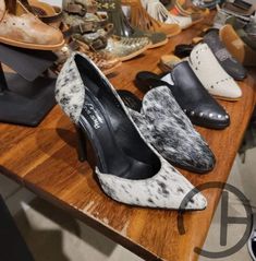 Beth Dutton Cowhide Heels Western Bridal Shoes, Sparkly Heels Outfit, Western Heels, Cowhide Heels, Beth Dutton Style, Homecoming Shoes, Western Shoes, Office Casual Outfit, Black And White Shoes