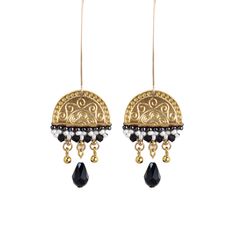 These beautiful boho statement earrings are long, dainty, dangly, and delicate. Perfect as an elegant fashionable statement! Made by hand, from gold plated castings, Swarovski 3mm beads, Swarovski drop, Miyuki round seed beads, and goldfilled 14k ear-wire Can be worn on any occasion elegant or casual or as a unique gift to a woman that you want to indulge! * Measurements: ♡ Length: 2.55" (6.5cm) ♡ Width: 0.78" (2cm) PACKAGING: ♡ Arrives in a hard jewelry gift box - ready to be given as a gift. S Hard Jewelry, Unique Jewelry Gifts, Ethnic Earrings, Long Dangle Earrings, Earrings Long, Earrings Black, Gold Drop Earrings, Jewelry Gift Box, Ear Wire