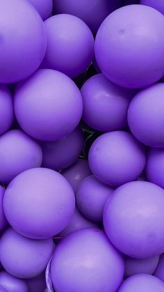 purple balloons are piled high in the air