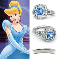 an image of cinderella's blue dress and diamond ring