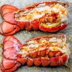 two lobsters are sitting on the table ready to be cooked and eaten by someone else