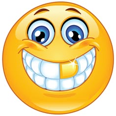 an emoticive smiley face with big blue eyes and a white smile on it's face