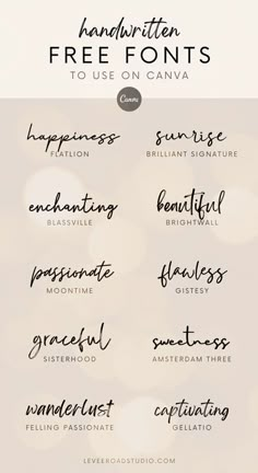 the handwritten font styles for use on canvas