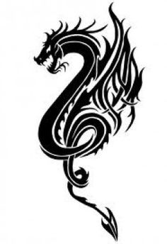 a black and white image of a dragon on a white background with the letter s