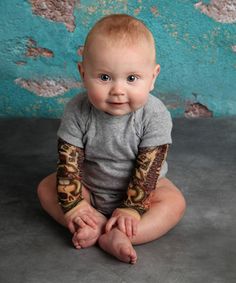 Love this Gray Tattoo Sleeve Layered Bodysuit - Infant on #zulily! #zulilyfinds Tattoos For Baby Boy, Newborn Costume, Temporary Tattoo Sleeves, Body Suit Tattoo, Cool Baby, Boy Tattoos, Baby Tattoos, Baby Boy Romper, Baby T Shirts