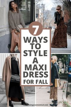 7 Ways To Style A Maxi Dress This Fall – Being Ecomomical Autumn Maxi Dress Outfit, Maxi Dress With Jacket Outfit, Summer Dress Into Fall Outfit, How To Style A Maxi Dress For Winter, Sweater Over Maxi Dress Outfit, Long Dress And Jacket Outfit, Maxi Dress Autumn Outfit, Long Black Maxi Dress Outfit, Maxi Dress Fall Outfit