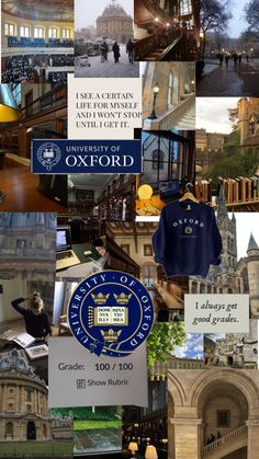 a collage of photos with the words oxford on it