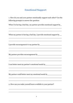 Increase Emotional Intimacy Worksheets - Payhip Marriage Worksheets Printables, Relationship Binder, Psychology Prompts, Marriage Worksheets, Intentional Relationships