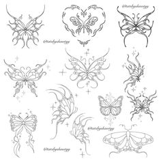 butterfly tattoo designs for women and men on the back of their chest, shoulder or arm