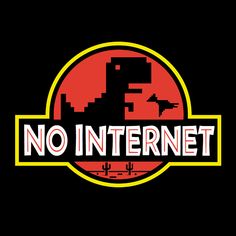 the logo for no internet with an image of a dinosaur