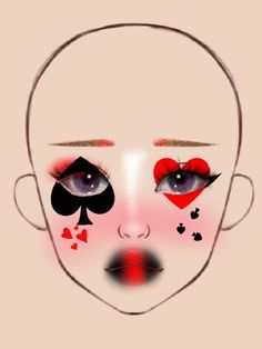 Makeup Ideas Drawing Halloween, Halloween Clown Makeup Aesthetic, Halloween Themed Makeup, Makeup Looks Drawing, Makeup Ideas Drawing, Simple Drawing Ideas, Halloweenský Makeup, Makeup Charts