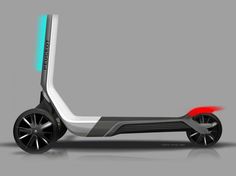 an electric scooter is shown with wheels and spokes on the front wheel