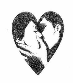 two people kissing in the shape of a heart