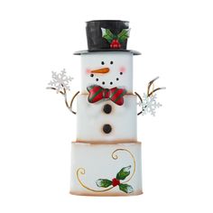 a snowman with a top hat and bow tie