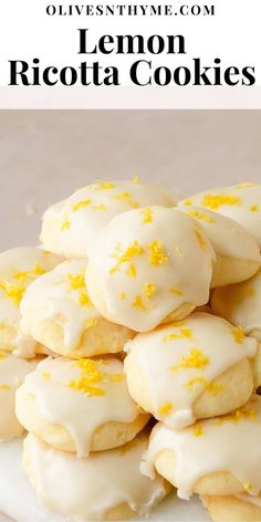 lemon ricotta cookies on a white plate