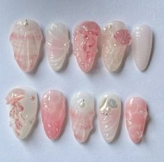 Vibrant Summer Nails, Seashell Nails, Summer Nail Ideas, Fake Nails Designs, Summer Nail Designs, Bright Summer Nails, Cute Simple Nails