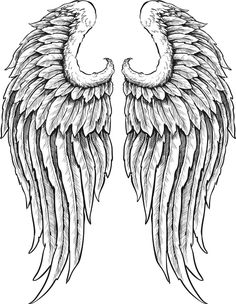 an angel wings tattoo design on a white background