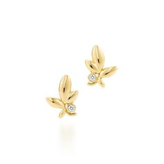 Diamonds dazzle against the leaves in a design inspired by the olive branch, a symbol of peace and abundance. Earrings in 18k gold with round brilliant diamonds, for pierced ears. Carat total weight .03. Original designs copyrighted by Paloma Picasso | Paloma Picasso® Olive Leaf Earrings in 18K Gold with Diamonds Diamond Piercing, Leaf Earrings Silver, Aa Jewelry, Tiffany Earrings, Engagement Earrings, Paloma Picasso, Tiffany Jewelry, Gold Jewelry Earrings, Climber Earrings