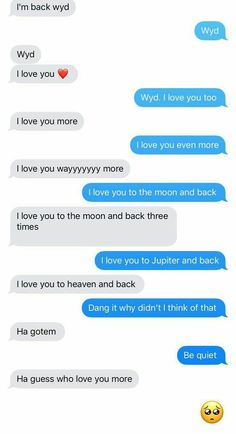 two texts that say i love you to the moon and back