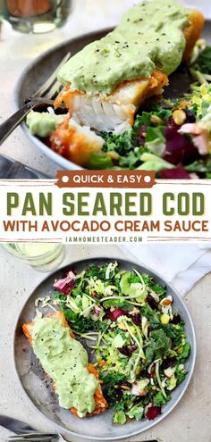 Easy Thanksgiving Turkey Recipes, Pan Seared Cod, Easy Turkey Recipes Thanksgiving, Recipes For Christmas Dinner, Avocado Cream Sauce, Seared Cod, Easy Thanksgiving Turkey, Thanksgiving Turkey Recipes, Creamy Avocado Sauce