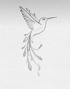 a drawing of a hummingbird flying through the air